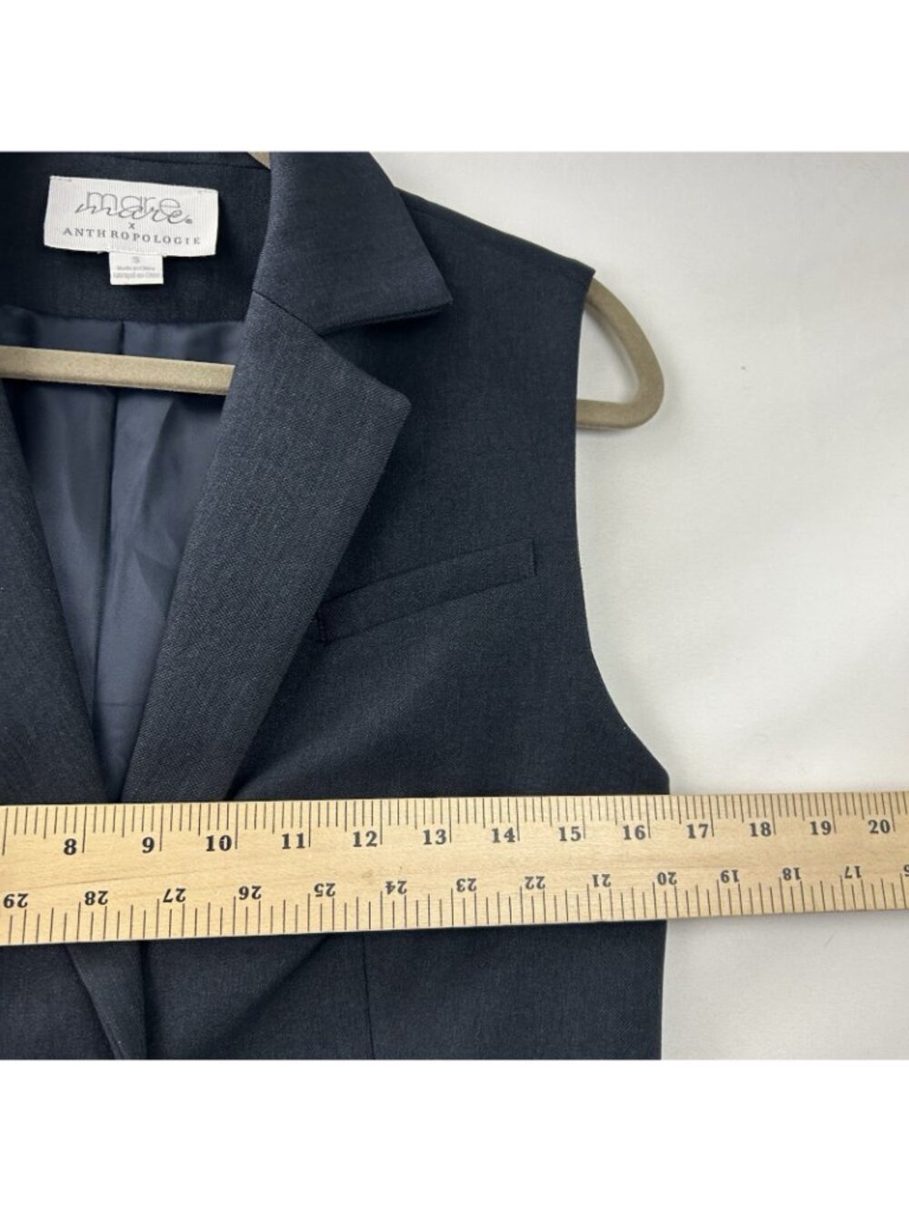 MARE MARE X ANTHROPOLOGIE Women’s Small Navy/Marin Long-line Button Dressy Vest - Picture 6 of 16